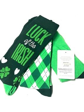 Green 'Luck of the Irish' Men's or Woman’s Socks - 3-Pack